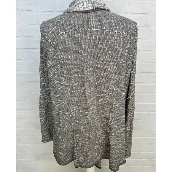 Free People Marled Grey Oversized Asymmetric Long Sleeve Open Cardigan -sz S - Picture 2 of 9